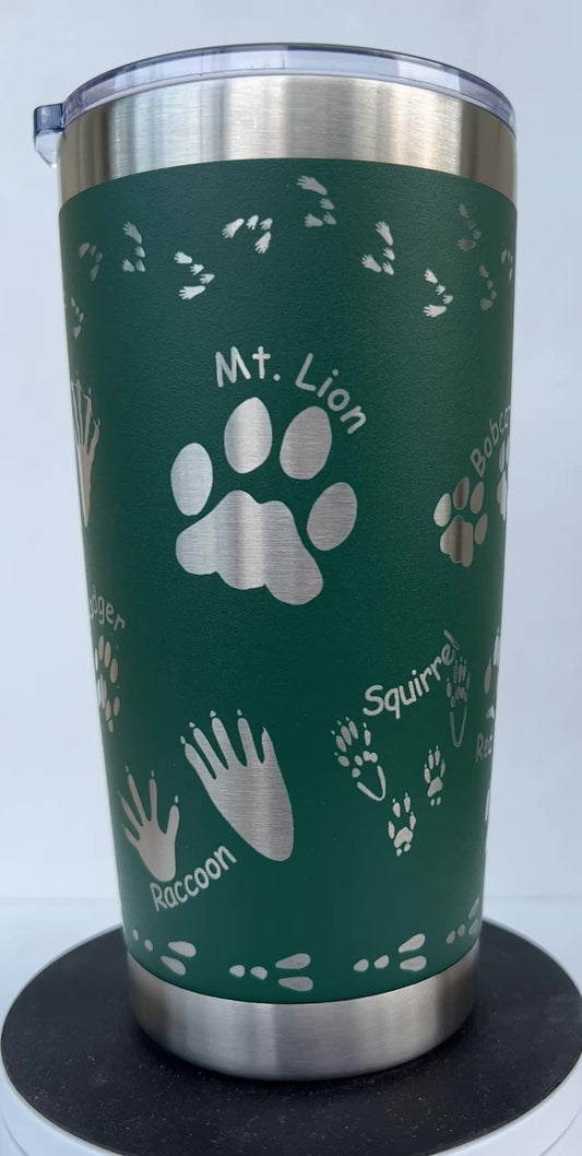 20 oz Engraved Tumbler- Animal Tracks