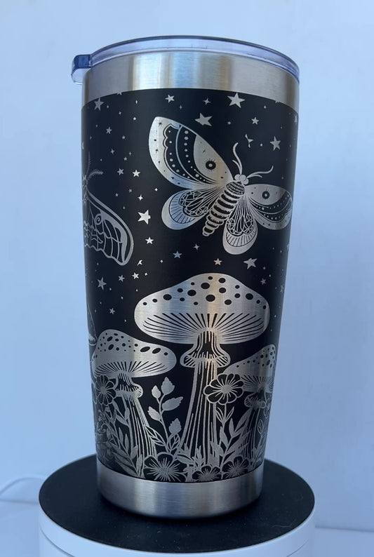 20 oz Engraved Tumbler- Luna Moth Design